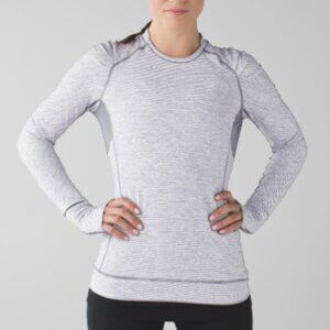 EC Lululemon Think Fast Long Sleeve - Grey / White Strip - Size 6